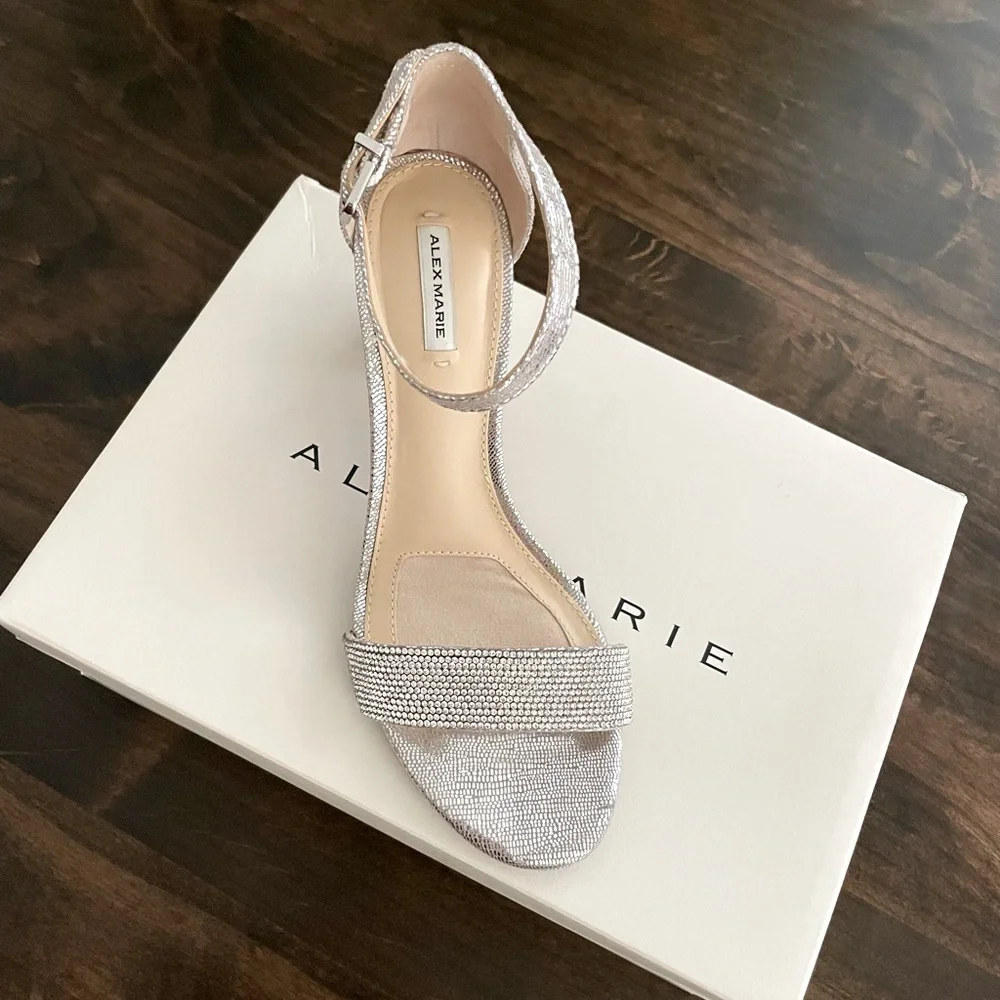 Alex Marie HalmarTwo Rhinestone Strap Block Heel Sandal